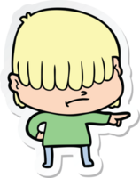 sticker of a cartoon boy with untidy hair png