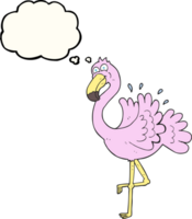 hand- getrokken gedachte bubbel tekenfilm flamingo png