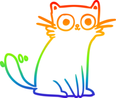 rainbow gradient line drawing of a staring cat png