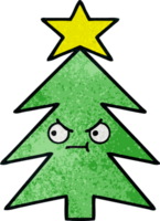 rétro grunge texture dessin animé de une Noël arbre png