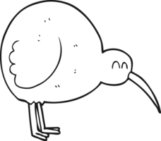 hand drawn black and white cartoon kiwi bird png