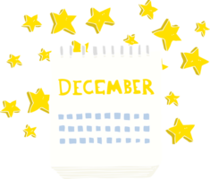 flat color illustration of calendar showing month of December png