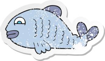 retro distressed sticker of a cartoon fish png