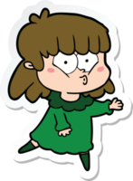 sticker of a cartoon whistling girl png