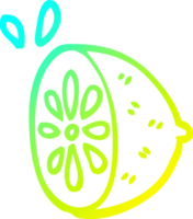 cold gradient line drawing of a cartoon lime fruit png