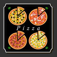 Illustration on theme big hot tasty pizza to pizzeria menu vector