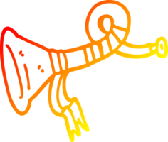 warm gradient line drawing of a cartoon curled horn instrument png
