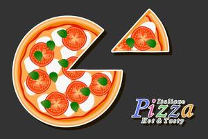 Illustration on theme big hot tasty pizza to pizzeria menu vector