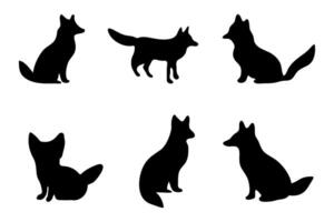 Simple fox silhouette set design vector