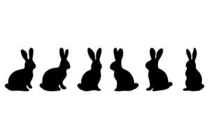 Simple rabbit silhouette set design vector