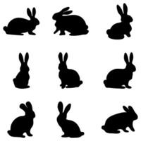 Simple rabbit silhouette set design vector