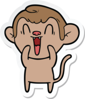 sticker of a cartoon laughing monkey png