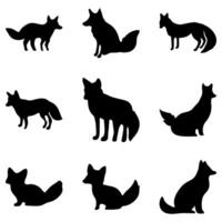 Simple fox silhouette set design vector