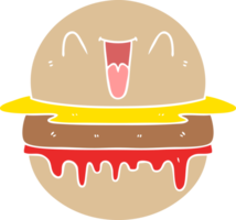 hambúrguer feliz de desenho animado de estilo de cor plana png