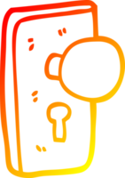 warm gradient line drawing of a cartoon door handle with keyhole png