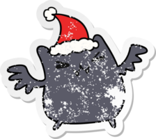 main tiré Noël affligé autocollant dessin animé de kawaii chauve souris png