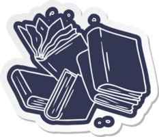 cartoon sticker of a collection of books png