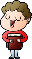 laughing cartoon man with book png