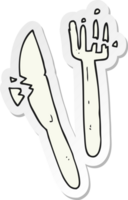 sticker of a cartoon cracked plastic cutlery png