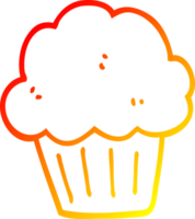 warm gradient line drawing of a cartoon  muffin png