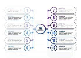 infografía proceso diseño con íconos y 12 opciones o pasos. vector