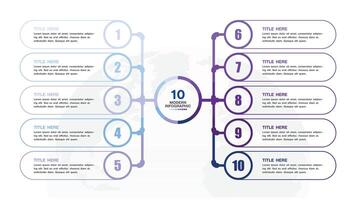 Infographic process design with icons and 10 options or steps. vector