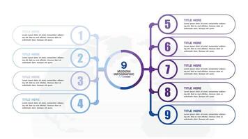 infografía proceso diseño con íconos y 9 9 opciones o pasos. vector