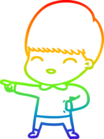 rainbow gradient line drawing of a happy cartoon boy png