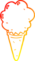 warm gradient line drawing of a cartoon ice cream png