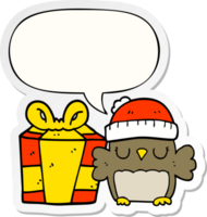 cute christmas owl with speech bubble sticker png