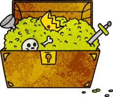 hand drawn textured cartoon doodle of a treasure chest png