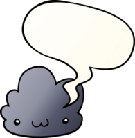 cute cartoon cloud with speech bubble in smooth gradient style png