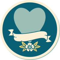 sticker of tattoo in traditional style of a heart and banner png