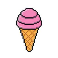 Pixel art ice cream icon. Summer vacation icons set in pixel art design isolated on white background, 80s-90s, digital vintage game style. vector