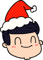 hand drawn comic book style illustration of a male face wearing santa hat png