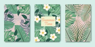 Botanical background in contemporary minimal style with foliage, botanical, tropical leaves. Modern art design templates for celebration, ads, branding, banner, cover, label, poster, sales vector