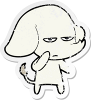 distressed sticker of a annoyed cartoon elephant png