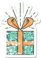 versleten oud sticker van een tatoeëren stijl Kerstmis Cadeau png