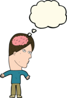 cartoon man with brain symbol with thought bubble png