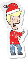 retro distressed sticker of a cartoon man ready for christmas png