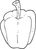 hand drawn black and white cartoon pepper png