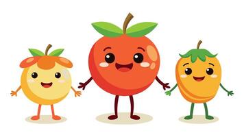 Big Set cute cartoon realistic fruits characters vector