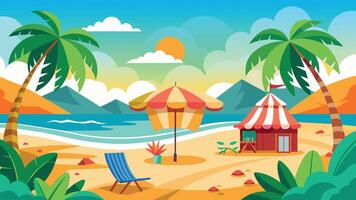 Summer beach scene banner design background vector