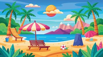 Summer beach scene banner design background vector