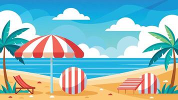 Summer beach scene banner design background vector