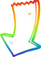 rainbow gradient line drawing of a cartoon pointing arrow png