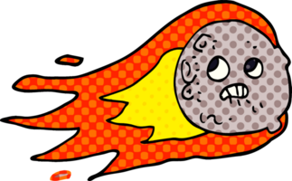 cartoon doodle flaming asteroid png