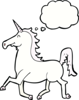 unicornio de dibujos animados con burbuja de pensamiento png