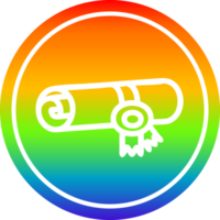 diploma certificaat circulaire icoon met regenboog helling af hebben png