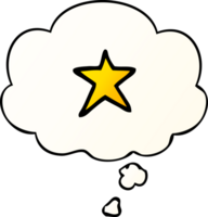 cartoon star symbol with thought bubble in smooth gradient style png